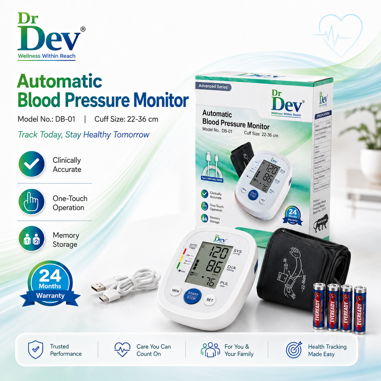 DR DEV Automatic Blood Pressure Monitor DB-01